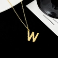 Polished gold finish S925 silver necklace with sparkling letter W pendant for women - Letter W