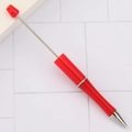 DIY beadable pen with glossy red barrel and silver metal accents for custom jewelry making - Fluorescent Red