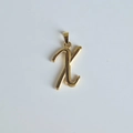 Pendentif monogramme lettre X en acier inoxydable or 18K poli avec finition brillante - Pendentif uniquement / Pendentif X