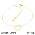 Golden stainless steel bracelet with hollow heart pendant and adjustable lobster clasp closure - Gold Heart Bracelet