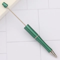 DIY beadable ballpoint pen with dark green glitter finish and silver metal rod feature - Holographic Blue