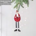 Babbo Natale in legno dipinto a mano con gambe lunghe per decorazione albero di Natale - 20*6.5cm / Babbo Natale Stile A