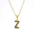 Golden 18k plated stainless steel necklace featuring a textured 3D letter Z pendant - Letter Z (Single Pendant)