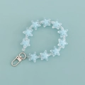 Light blue star bead keychain with matte finish and transparent accents on a matching background - Light Blue Frosted Star Style (B344-5)