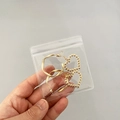 Golden twist hoop and heart bead earrings set in transparent PVC jewelry storage bag - 50 Micron 8x8.5cm Resealable / 100 Pcs/Pack