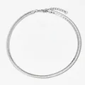 Collier maille oméga plate argentée minimaliste avec fermoir mousqueton réglable - 6mm Épaisse Texturé Argent (PDD956)