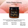 Αρωματικό κερί σόγιας White Peach Oolong σε κεχριμπαρένιο γυάλινο βάζο με φρούτα - Λευκό ροδάκινο Oolong / Καφέ