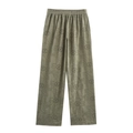 Pantaloni a gamba larga verde oliva con ricamo traforato ed elastico in vita - XS / Pantaloni a gamba larga ricamati