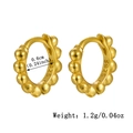 Polished S925 sterling silver golden hoop earrings with bead texture and size markers - Beaded Hoop (KE23010) / 925 Silver / 6mm / Gold