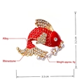Vintage gold koi fish brooch with red enamel and white rhinestones 3.5cm x 3.2cm - Red Glaze Koi
