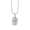 Collana con pendente ovale a rilievo tulipano argento e catena serpente vintage in acciaio - Tulipano Argento