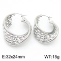 Orecchini a U in acciaio inossidabile argento con motivo a corda, misura 32x24mm e 15g - Colore Acciaio (KE111400-KFC)