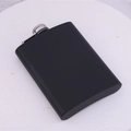 Sleek 6oz matte black stainless steel pocket hip flask with silver hinged screw cap - Black