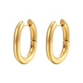 Pendientes de aro minimalistas en forma de U de acero inoxidable chapado en oro de 14K - 3.0mm Bobina Abierta Forma U Dorado
