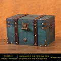 Emerald green wooden storage box with vintage metal lock and rivet decoration - Xi Lin Men Lock / Extra Large / Emerald