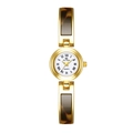 Dettaglio dell'orologio BS Bee Sister con quadrante bianco, numeri romani e cinturino ambra - Oro Bianco