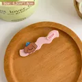 Pink wavy hair clip featuring a cute brown cartoon puppy and love text decoration - 10# Lotus Pink Dog Clip