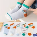 Five-pack of breathable mesh summer socks for kids with cute bear and stripe designs - Mesh Bear / 3-5 Years (Feet length 13-15cm)