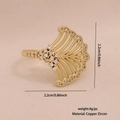 Irregular geometric copper zircon ring with fan-shaped design and gold finish - Fan Ginkgo Leaf Style(8#)
