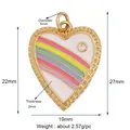 Detailed view of colorful enamel heart pendant with dimensions 19x27mm and zircon stone - Rainbow Heart Style (L282330-Rainbow) / Rainbow