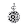 Antique silver pocket watch with hollow compass lid design and intricate animal motifs - Silver