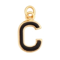 Golden letter C pendant with black enamel finish for personalized necklaces - Black-Letter C