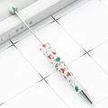 DIY plastic beadable pen featuring festive Christmas theme patterns on white barrel - Christmas Series 2 (110)