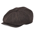 Klassieke donkerbruine visgraat newsboy cap met woltextuur en retro achthoekig ontwerp - Koffie (Donkerbruin Visgraat)