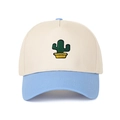 Five-panel baseball cap with cactus embroidery in beige and light blue colors - Off-white/Light Blue