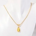 Snake chain necklace in 18K gold plated steel with a teardrop yellow gemstone pendant - August (Light Green)