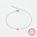 Elegant 925 sterling silver chain bracelet with a cubic zirconia letter pendant - Letter J / White Gold