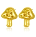 Minimalist mushroom shaped stud earrings with matte gold finish and textured pattern - Matte Mushroom Pitted Stud
