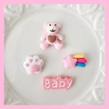 Cute 3D resin cartoon charms including pink bear and cat paw for DIY mug decoration - Cat Paw 4Pcs Set (With Adhesive)