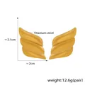 Polished 18k gold plated titanium steel wing shaped stud earrings for women in golden finish - Gold Color Style (F1070)