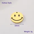 Hollow-out 18mm golden smiley face pendant charm in polished stainless steel - Hollow Style (KLJ6089-Z) / 18mm / Gold