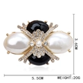 Vintage golden bee brooch with white pearls, black stones, and sparkling rhinestones - Vintage Baroque Pearl and Rhinestone Brooch