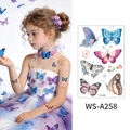 Waterproof butterfly temporary tattoo stickers set with colorful watercolor floral designs - Butterfly WS-A258