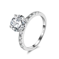 S925 sterling silver ring with large round zircon and side diamond accents in silver finish - Lzr20-p-6