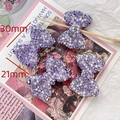 Detail shot of purple rhinestone bow accessory for DIY jewelry, 30mm x 21mm size - 4# Bow - Purple