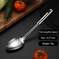 Polished stainless steel rice spoon with non-slip handle and hanging hole, 31.2x7cm - Thick Long Rice Spoon (1mm)