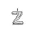 Polished silver stainless steel puffy bubble letter Z pendant with a glossy metallic finish - Silver Letter Z