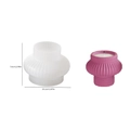 Vertical striped round silicone mold and pink resin candle jar with dimensions - NO.8 Striped Lantern Candle Cup