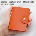 Orange RFID blocking card holder with elephant grain texture and 24 slots - 12 Slots / Orange - Elephant Grain