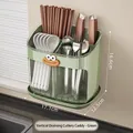 Green wall-mounted kitchen utensil holder with cartoon face and removable drainage tray - Wall-mounted / Green
