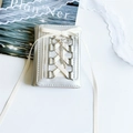 Silver ballet-style trifold wallet with crisscross ribbons and rhinestone bow - Cream Ribbon Balletcore Wallet