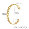 Dimensiones detalladas del brazalete de cadena de acero inoxidable dorado con pesos - Z324-Cadena Industrial Brazalete / Dorado