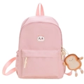 Zaino scolastico in nylon rosa per bambini con ricamo di gatto e ciondolo a forma di toast - Senza Ciondolo / Rosa