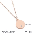 Minimalistische roségoldene Edelstahlkette mit runden Anhänger und Diamant - Roségold (KN198670-KLX)