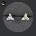 G23 titanium labret stud with 6mm pear-shaped cubic zirconia in silver and gold finish - Teardrop NO-2 / Silver