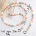Macaron acrylic beaded cross-body strap for phone with silver spring buckles 120cm - Mixed Color Pumpkin Beads